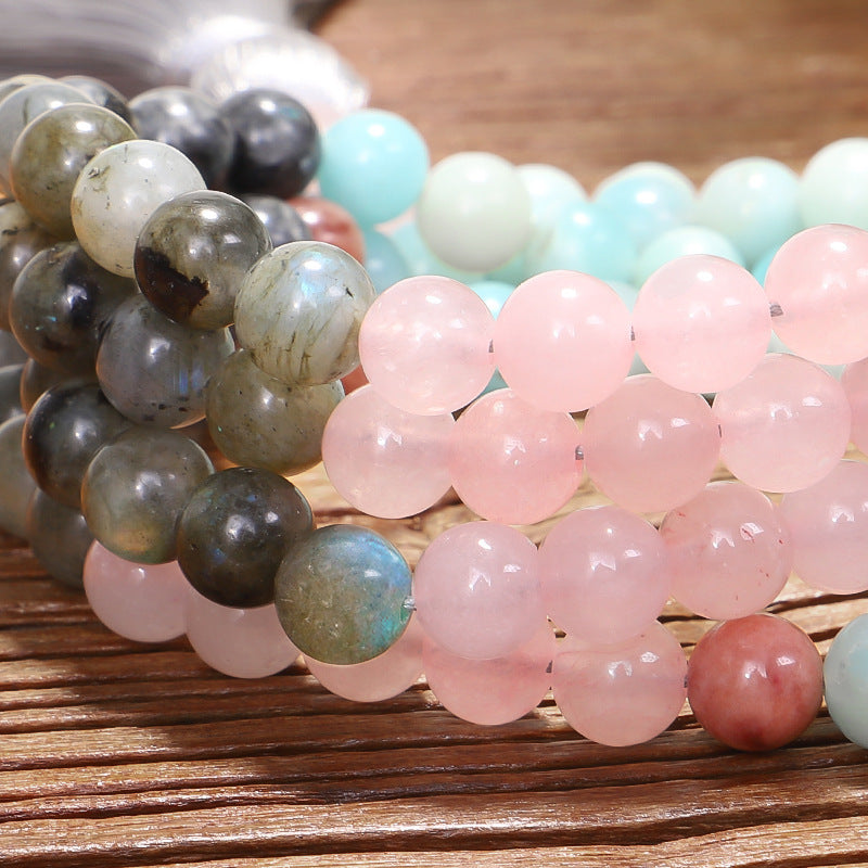 Summer New Bohemian Vacation Style 108 Colorful Stone Necklace Bracelet