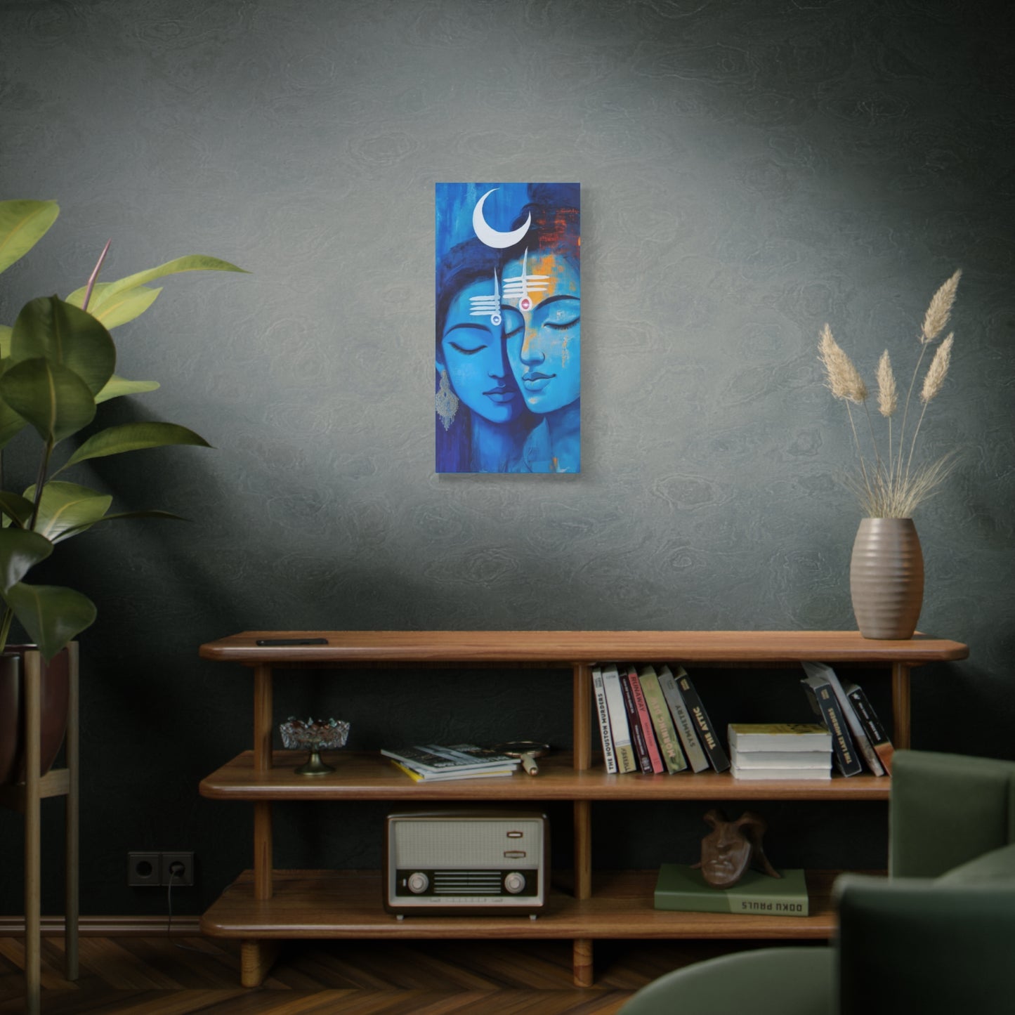 Serene Love Canvas Art Print, Sacred Decor, Spiritual Wall Art, Meditation Space Design, Blue Couple Painting