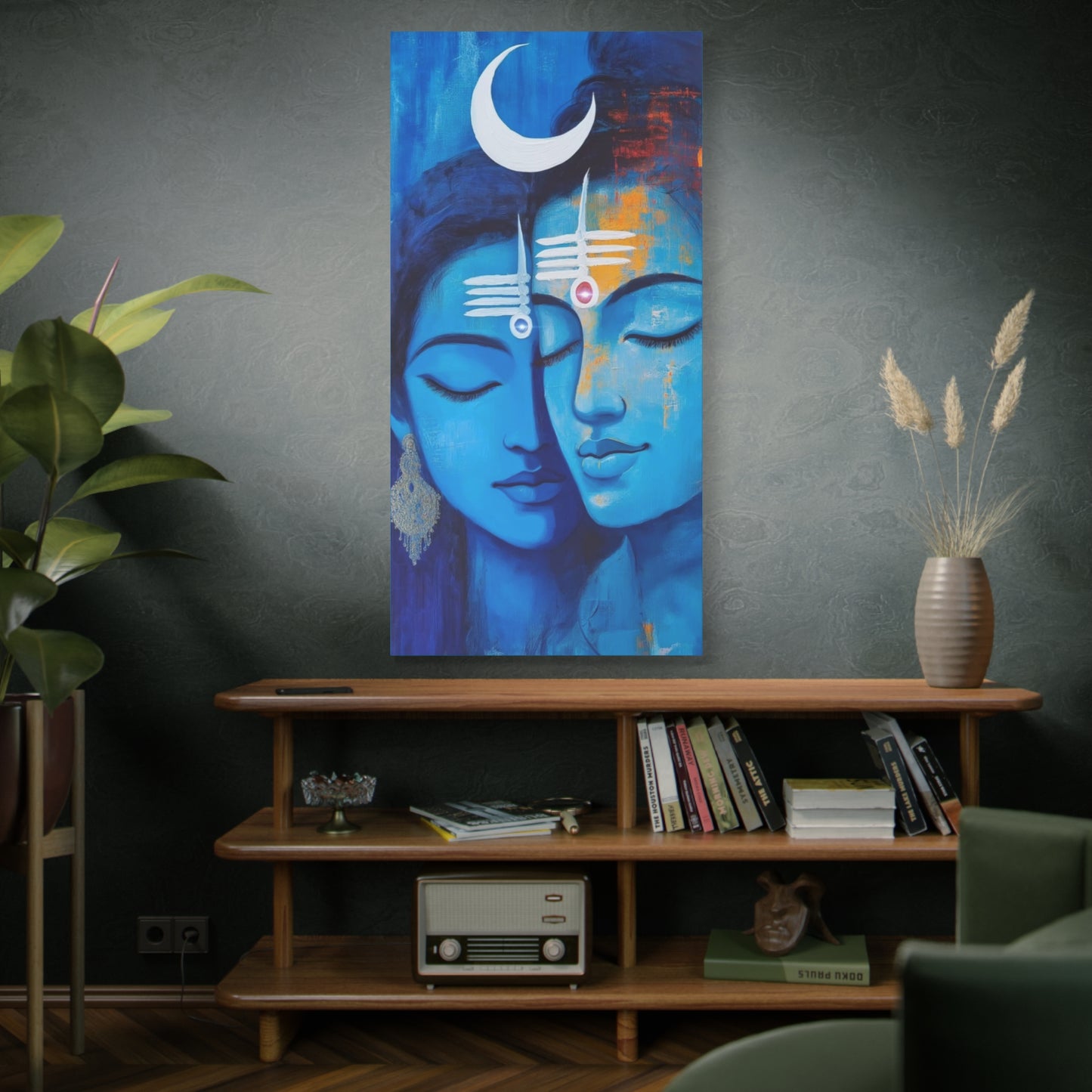 Serene Love Canvas Art Print, Sacred Decor, Spiritual Wall Art, Meditation Space Design, Blue Couple Painting