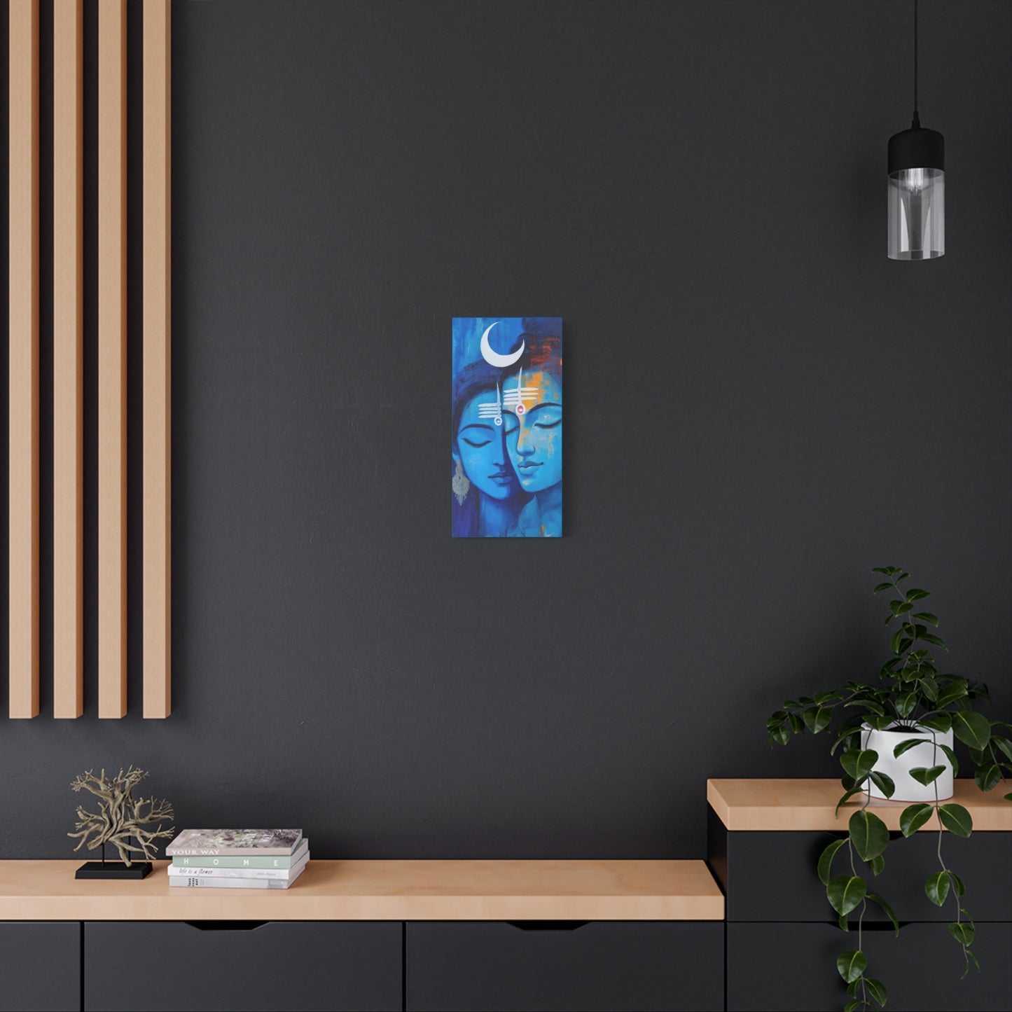 Serene Love Canvas Art Print, Sacred Decor, Spiritual Wall Art, Meditation Space Design, Blue Couple Painting