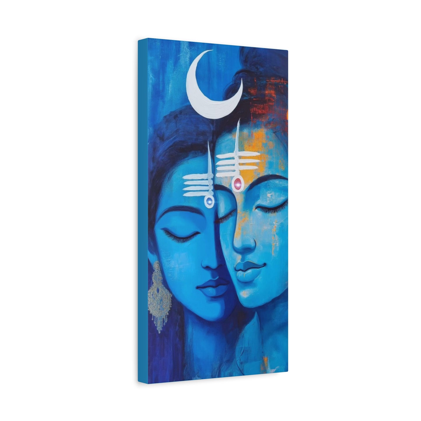 Serene Love Canvas Art Print, Sacred Decor, Spiritual Wall Art, Meditation Space Design, Blue Couple Painting