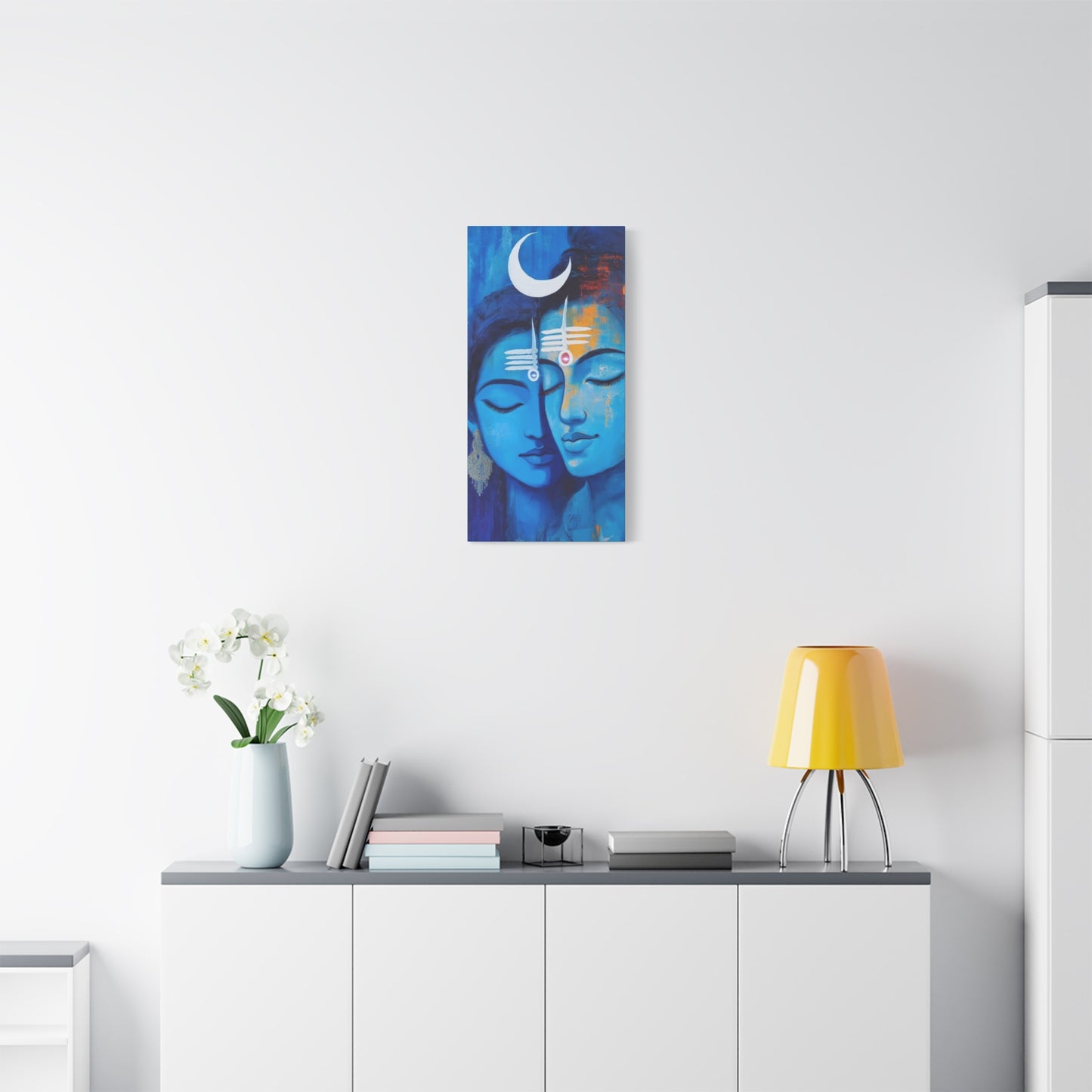 Serene Love Canvas Art Print, Sacred Decor, Spiritual Wall Art, Meditation Space Design, Blue Couple Painting