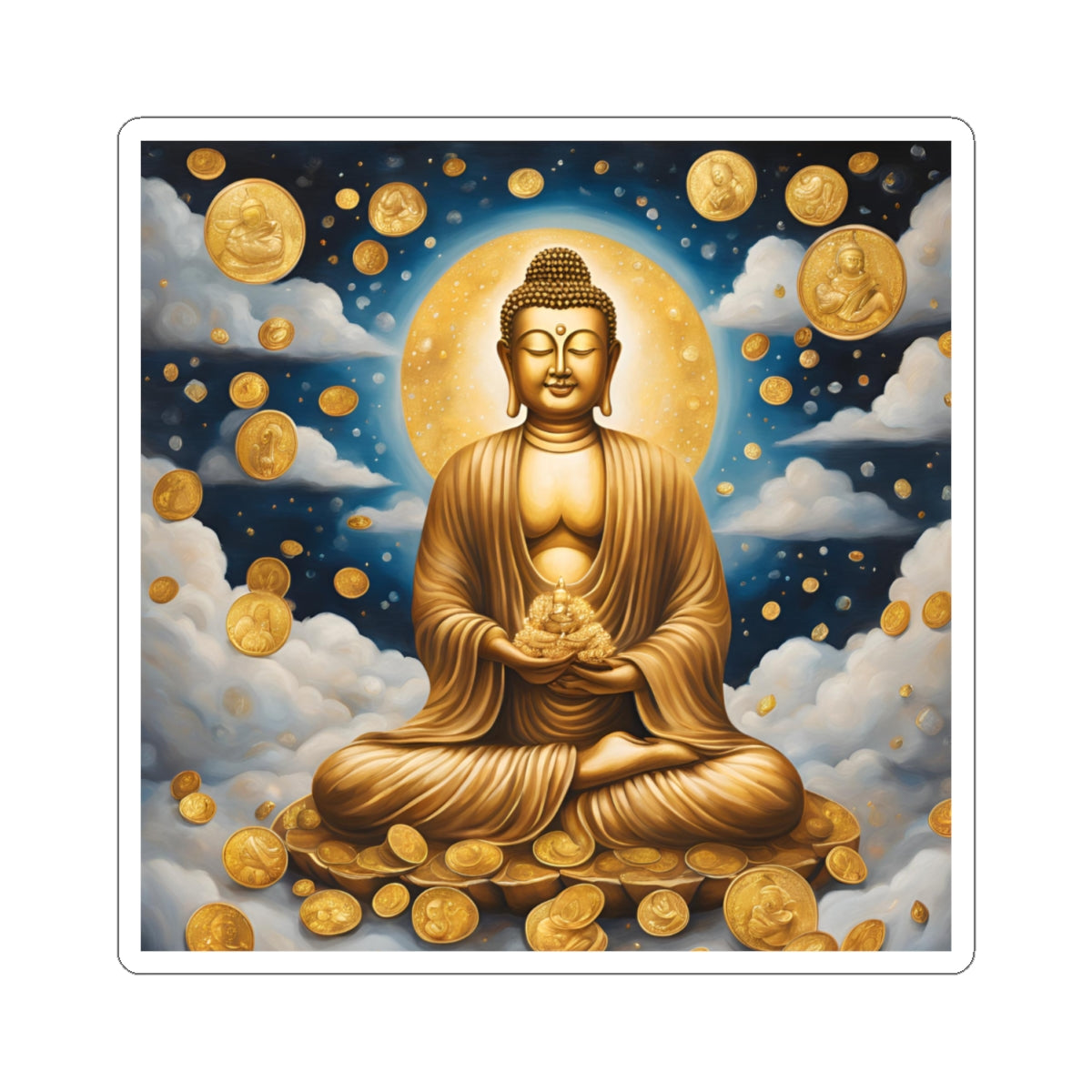 Prosperity Buddha Kiss-Cut Sticker: Manifest Wealth & Abundance with Positive Vibes!