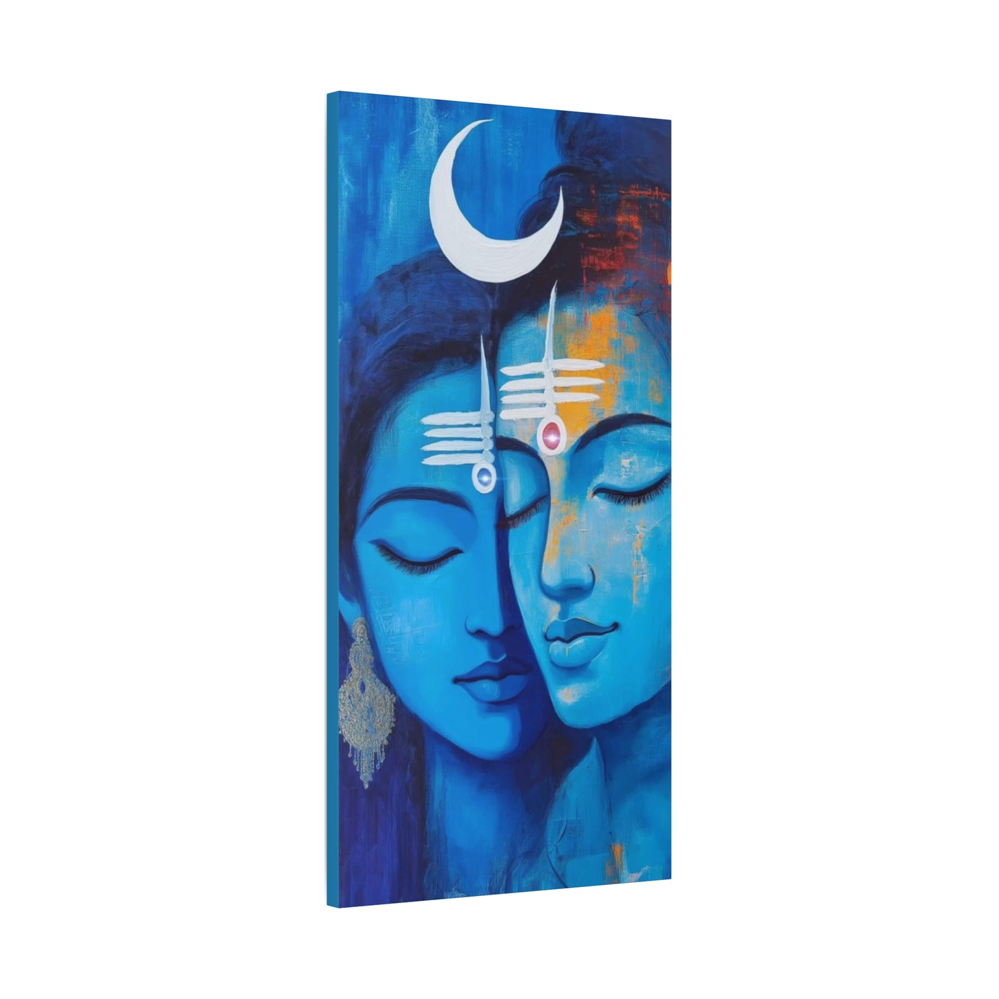 Serene Love Canvas Art Print, Sacred Decor, Spiritual Wall Art, Meditation Space Design, Blue Couple Painting