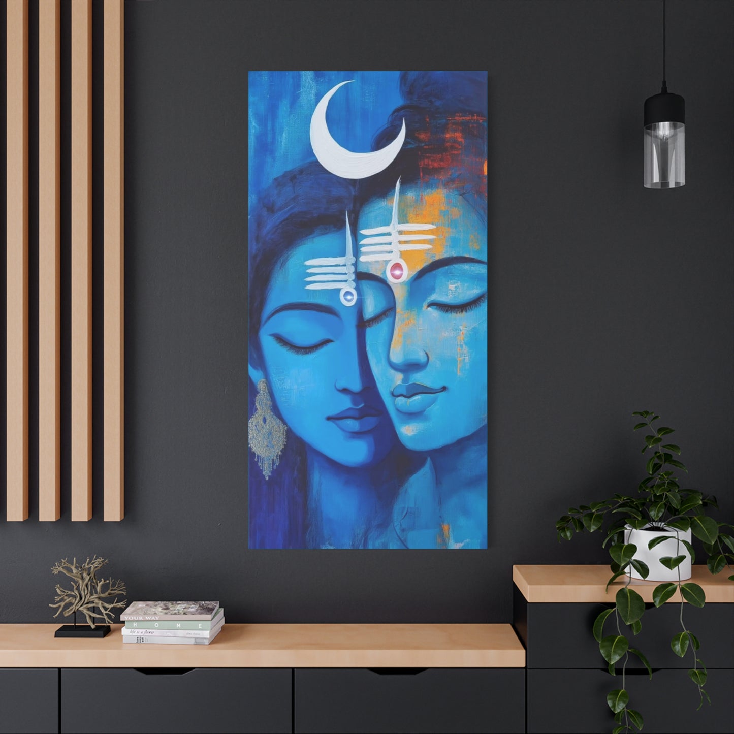 Serene Love Canvas Art Print, Sacred Decor, Spiritual Wall Art, Meditation Space Design, Blue Couple Painting