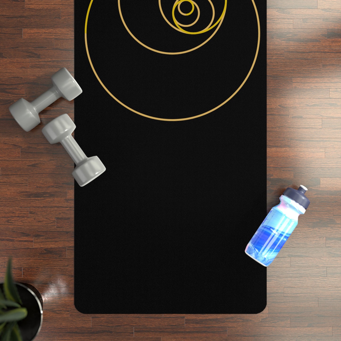 Golden Flow: Eco-Friendly Rubber Yoga Mat with Sacred Fibonacci Design