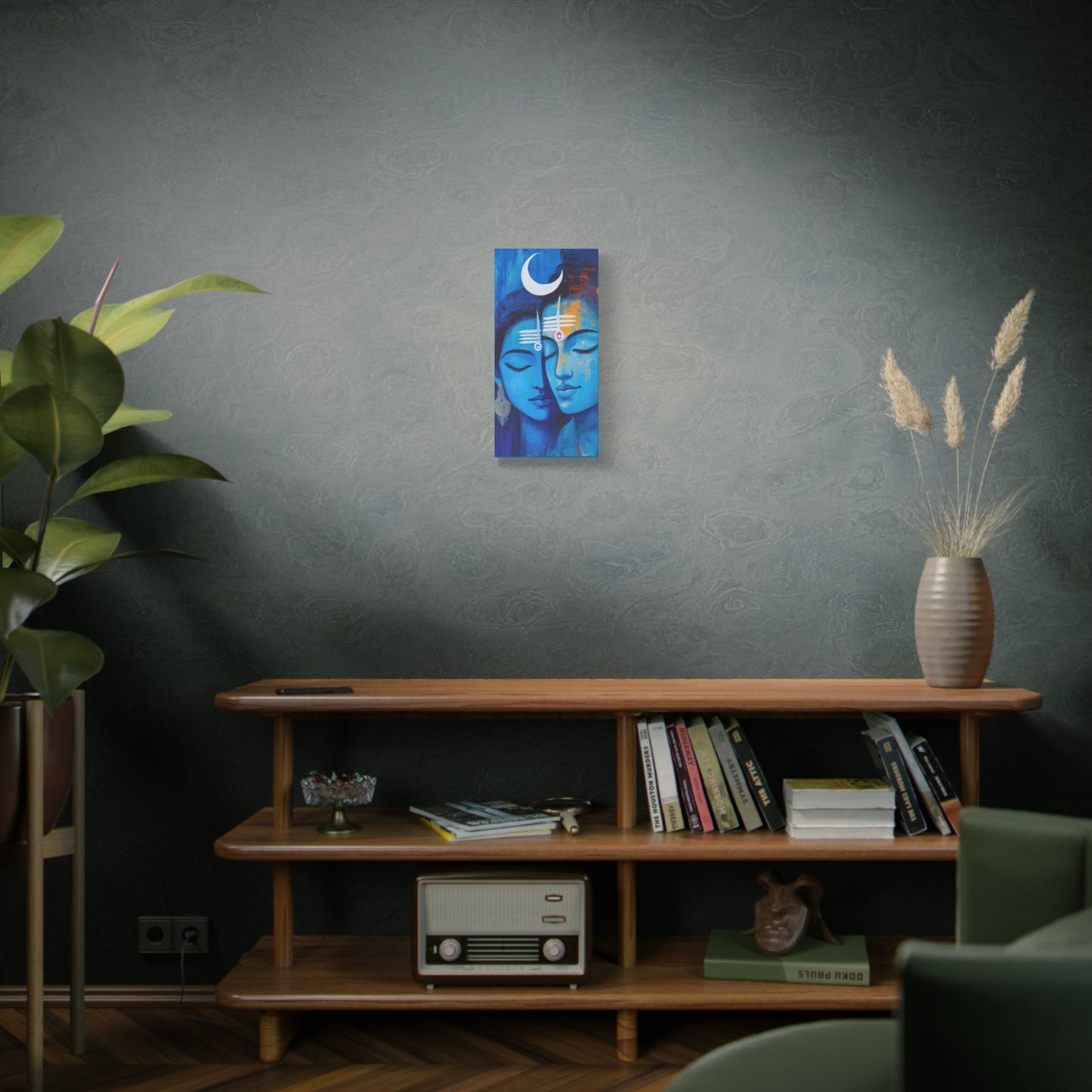 Serene Love Canvas Art Print, Sacred Decor, Spiritual Wall Art, Meditation Space Design, Blue Couple Painting