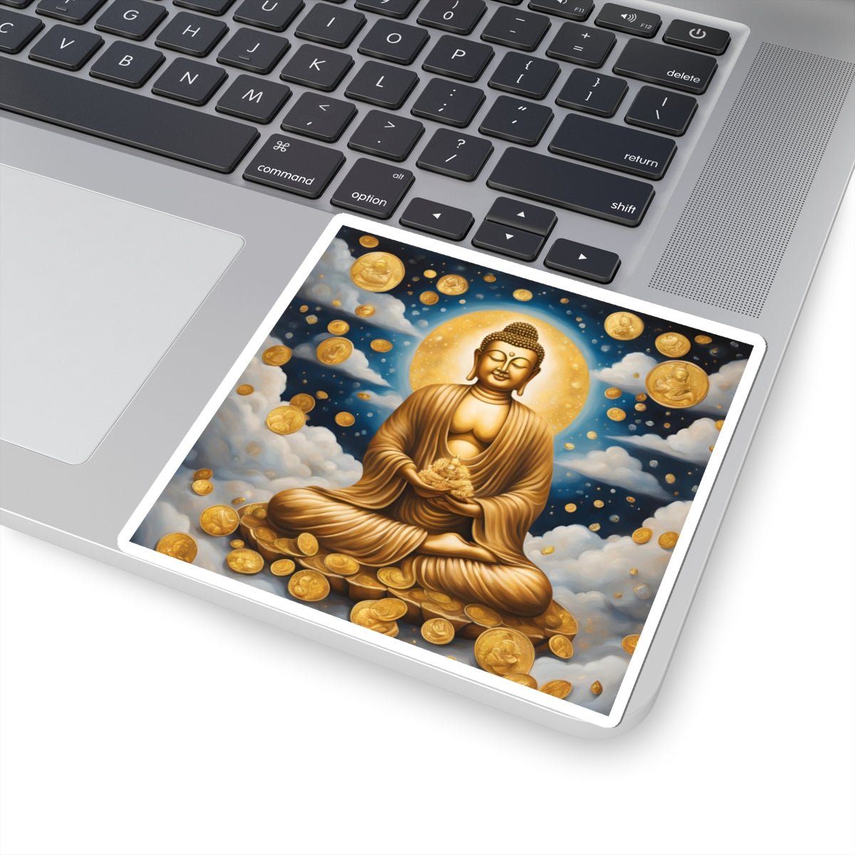Prosperity Buddha Kiss-Cut Sticker: Manifest Wealth & Abundance with Positive Vibes!