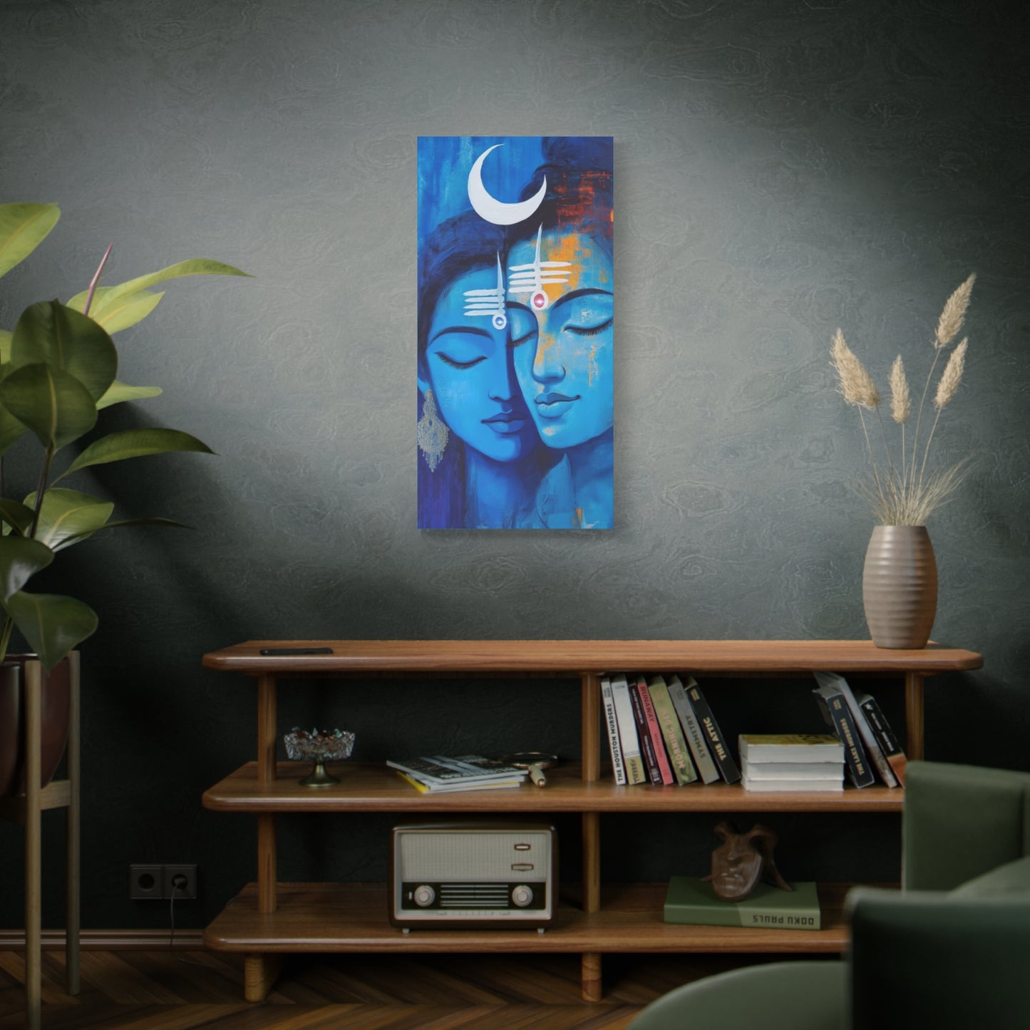 Serene Love Canvas Art Print, Sacred Decor, Spiritual Wall Art, Meditation Space Design, Blue Couple Painting