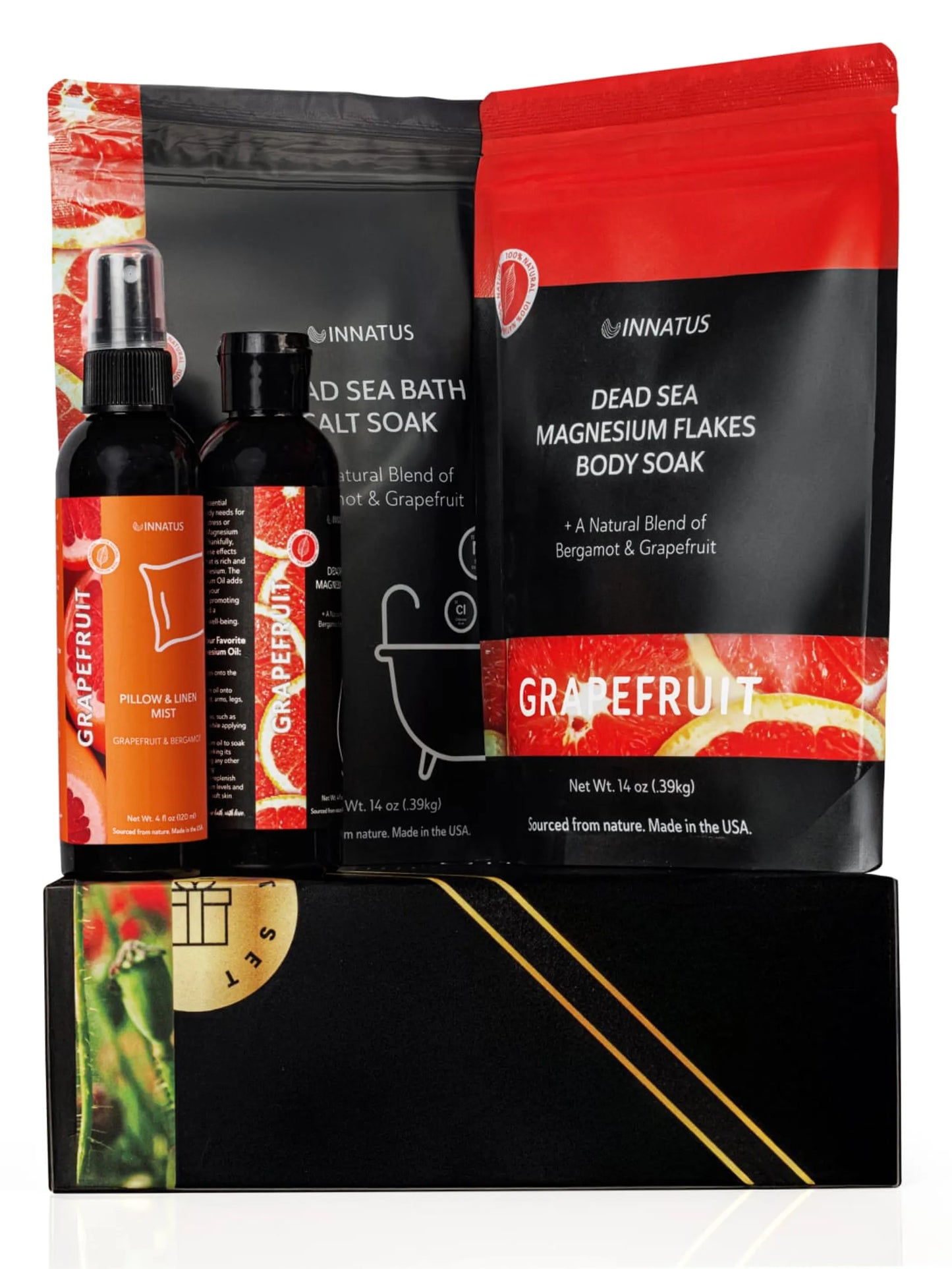Luxury Dead Sea Spa Gift Set - Bath Salt, Mud Mask, Lavender Facial Spray & Essential Oil