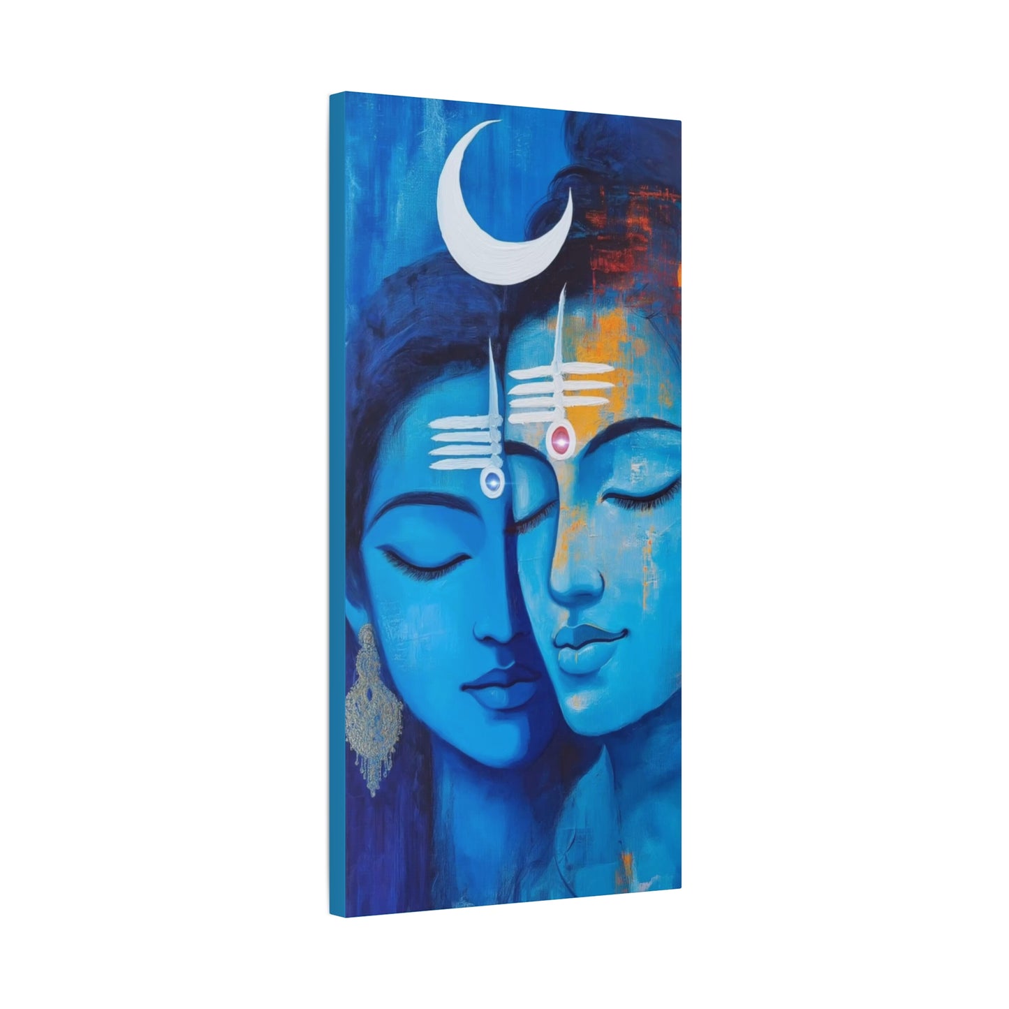 Serene Love Canvas Art Print, Sacred Decor, Spiritual Wall Art, Meditation Space Design, Blue Couple Painting