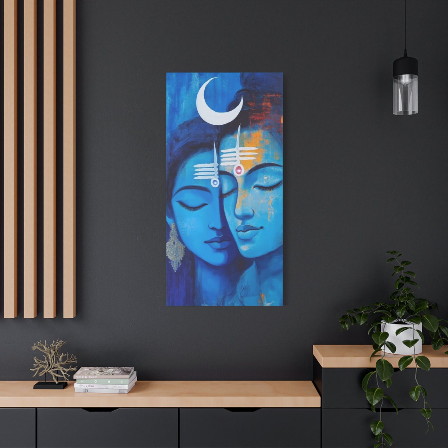 Serene Love Canvas Art Print, Sacred Decor, Spiritual Wall Art, Meditation Space Design, Blue Couple Painting