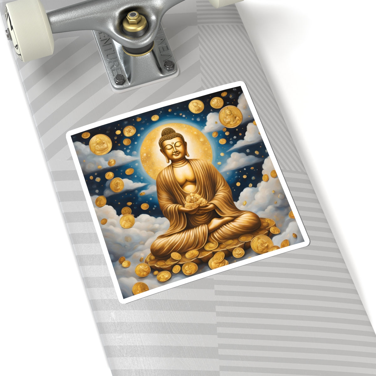 Prosperity Buddha Kiss-Cut Sticker: Manifest Wealth & Abundance with Positive Vibes!