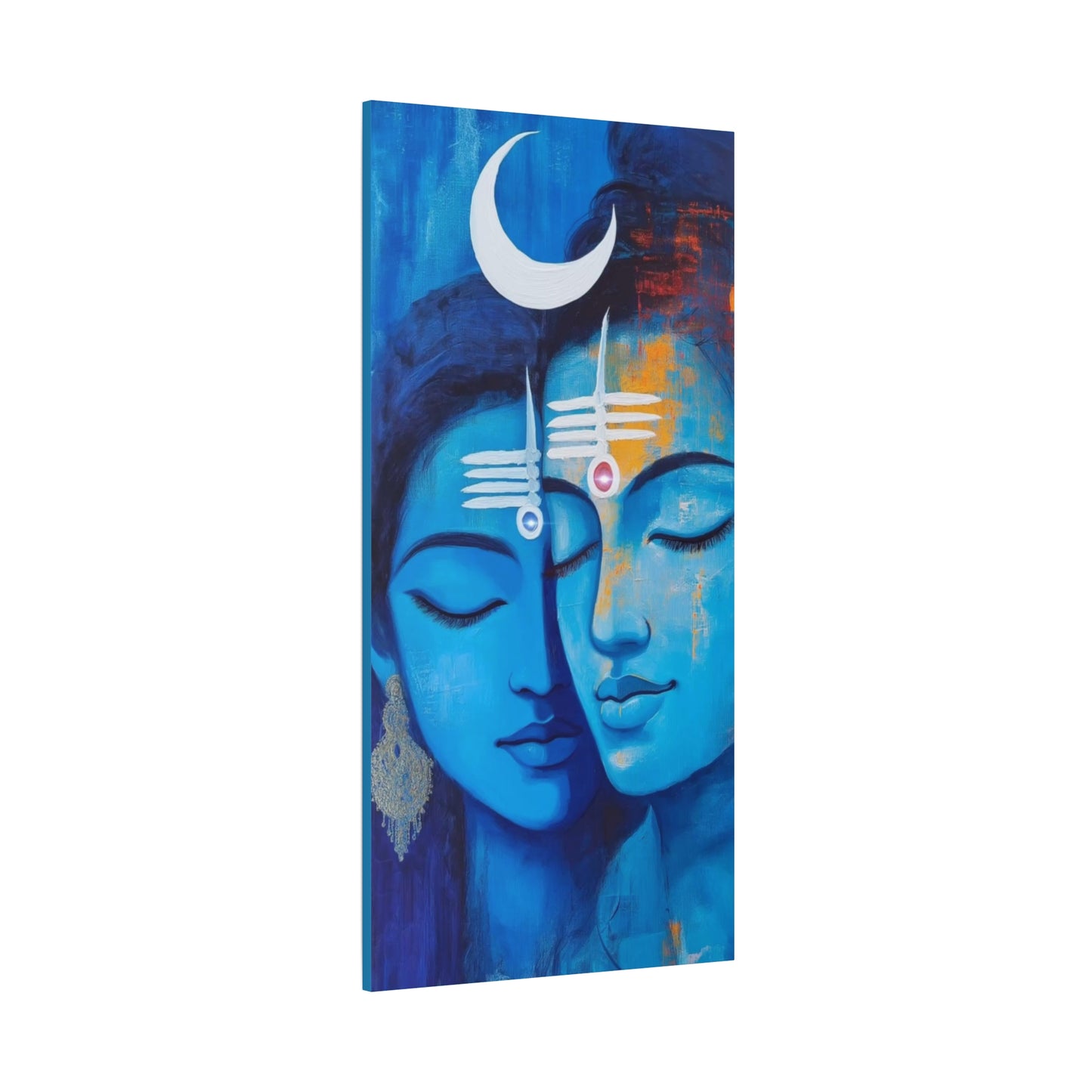 Serene Love Canvas Art Print, Sacred Decor, Spiritual Wall Art, Meditation Space Design, Blue Couple Painting