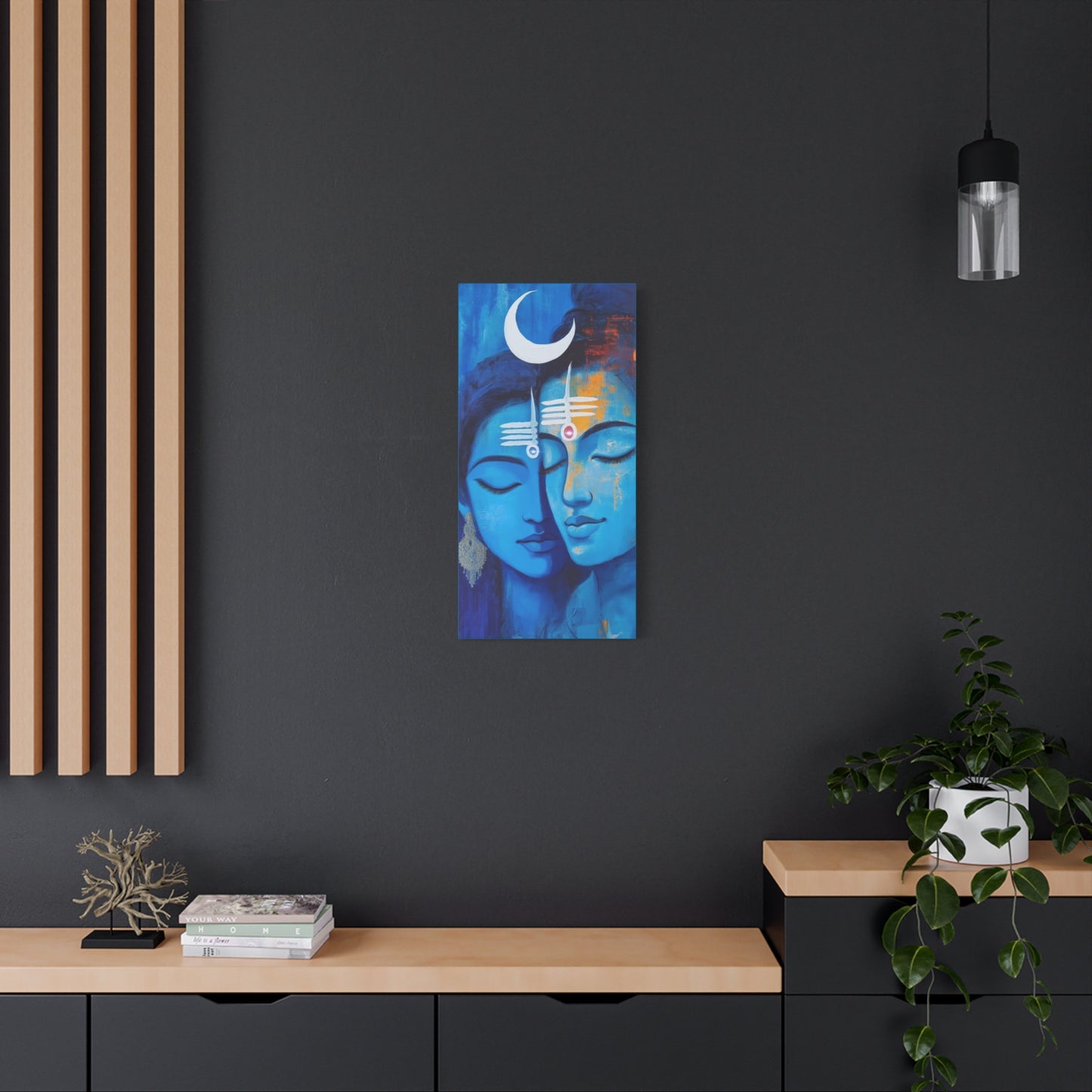 Serene Love Canvas Art Print, Sacred Decor, Spiritual Wall Art, Meditation Space Design, Blue Couple Painting