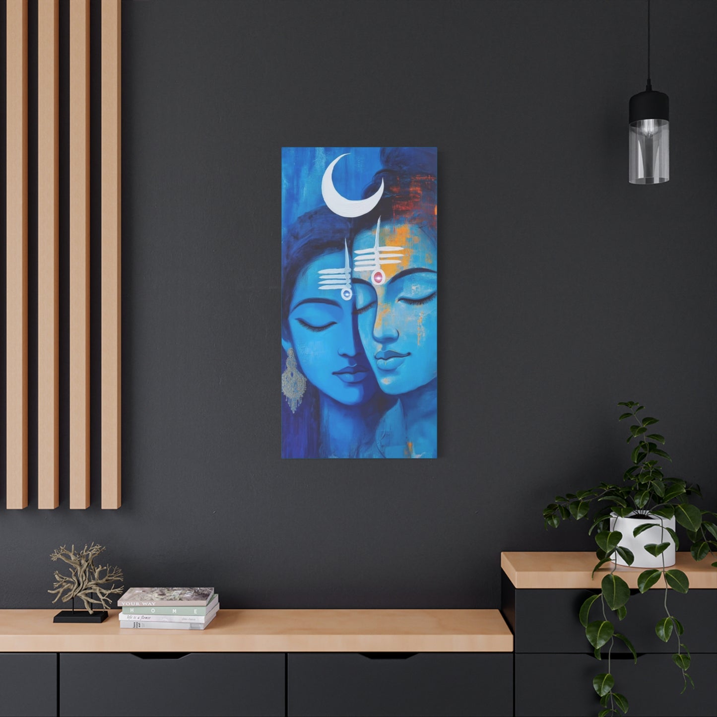 Serene Love Canvas Art Print, Sacred Decor, Spiritual Wall Art, Meditation Space Design, Blue Couple Painting