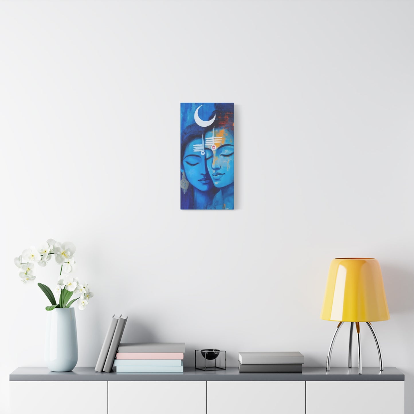 Serene Love Canvas Art Print, Sacred Decor, Spiritual Wall Art, Meditation Space Design, Blue Couple Painting