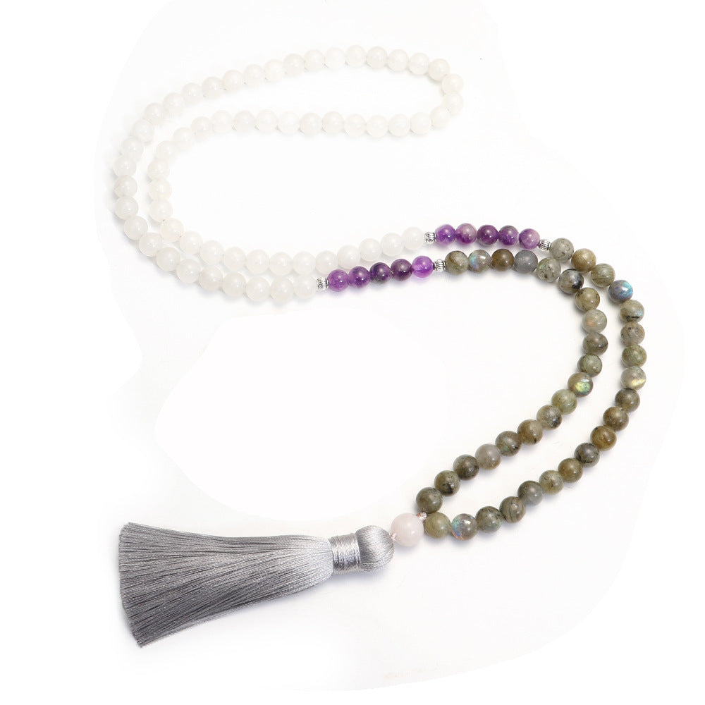 Bohemian Necklace 108 Glitter Stones Amethyst Lantern