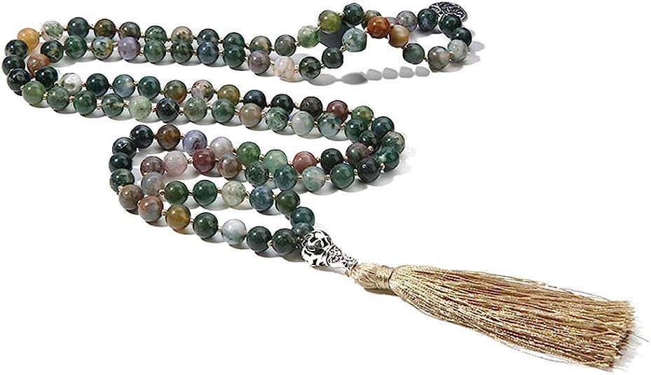 108 PCs 8mm Handmade Knotted Beaded Necklace