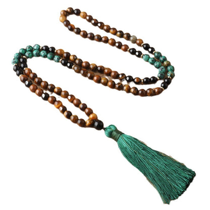 🐅 THE GUARDIAN: Tiger's Eye & Turquoise Protection Mala