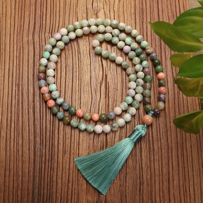 🌿 THE EARTH HEALER: Indian Agate 108 Mala