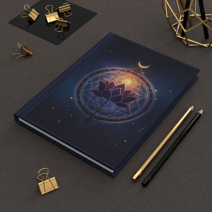 Lotus Mandala Hardcover Journal | Crescent Moon, Prosperity Notebook