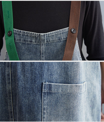 Hip Sister Clash-colored Shoulder Strap Jeans Overalls