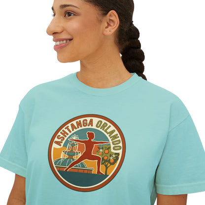 Boxy Tee — Retro 'Kinsta Orlando' Surf & Skate Badge