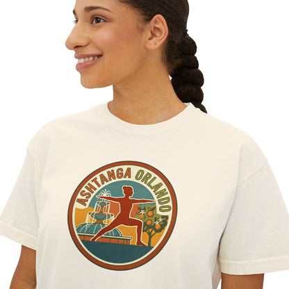 Boxy Tee — Retro 'Kinsta Orlando' Surf & Skate Badge