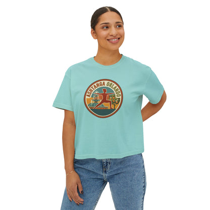 Boxy Tee — Retro 'Kinsta Orlando' Surf & Skate Badge
