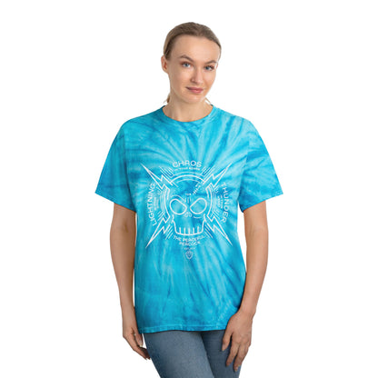 Cyclone Tie-Dye Tee — Blue Skull Lightning Graphic Tee