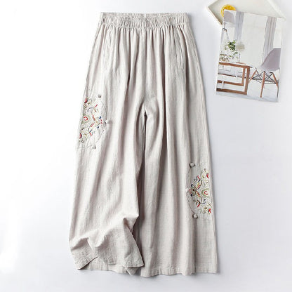 Summer Cotton Hemp Casual Pants Women's Thin Style
