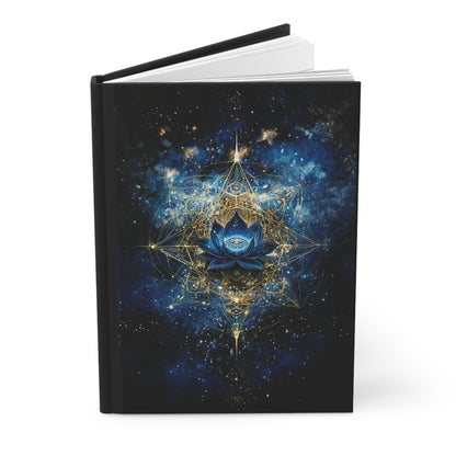 Blue Lotus Mandala Hardcover Journal | Sacred Prosperity Geometry Notebook