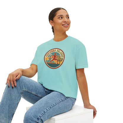Boxy Tee — Retro 'Kinsta Orlando' Surf & Skate Badge