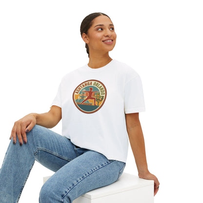 Boxy Tee — Retro 'Kinsta Orlando' Surf & Skate Badge