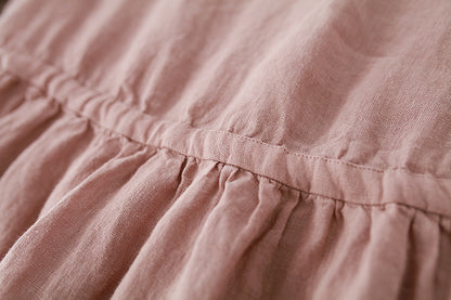 A New Short Sleeve Loose Size Women"s Cotton Hemp Dress With Hair Style In Spring And Summer Of