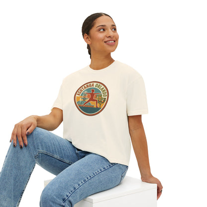 Boxy Tee — Retro 'Kinsta Orlando' Surf & Skate Badge