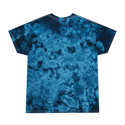 Peaceful Peacock Tie-Dye Tee with Lightning Skull Graphic