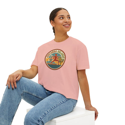 Boxy Tee — Retro 'Kinsta Orlando' Surf & Skate Badge