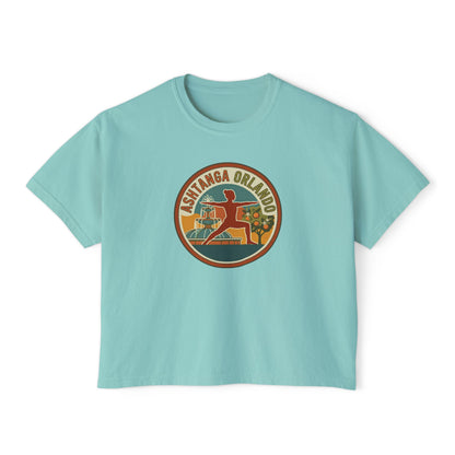 Boxy Tee — Retro 'Kinsta Orlando' Surf & Skate Badge