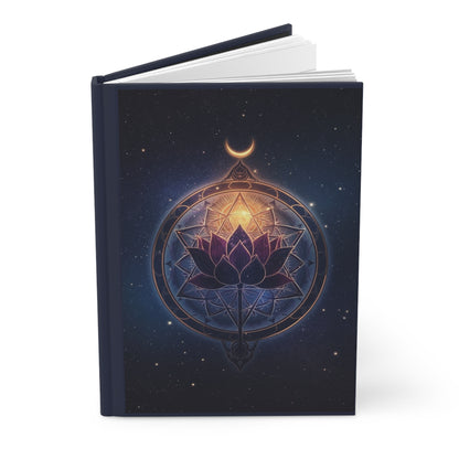 Lotus Mandala Hardcover Journal | Crescent Moon, Prosperity Notebook