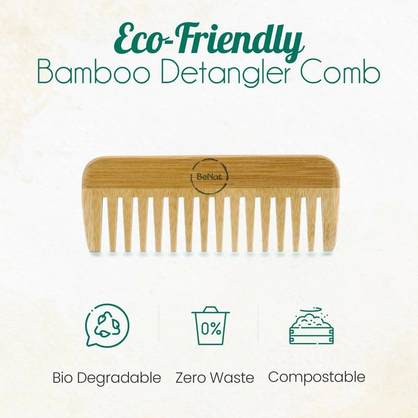 All-Natural Bamboo Comb | Reduce Frizz and Breakage