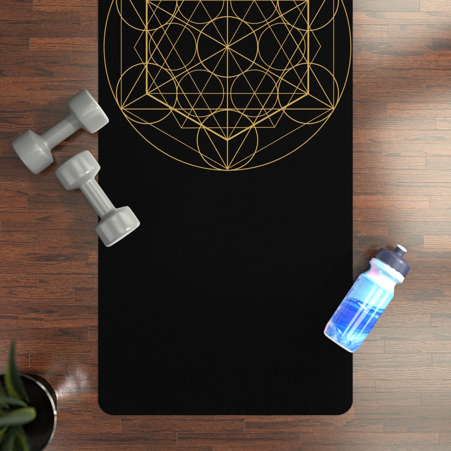 Golden Serenity: Eco-Friendly Rubber Yoga Mat with Mandala Design