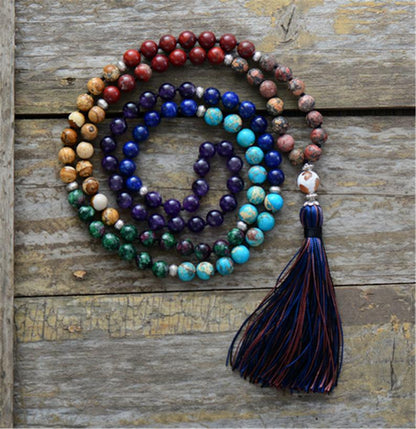 🌈108-Bead Natural Stone Mala Necklace Collection (6mm)