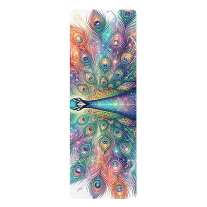 Peacock Dream Rubber Yoga Mat — Colorful Mandala Feather Design for Meditation & Yoga