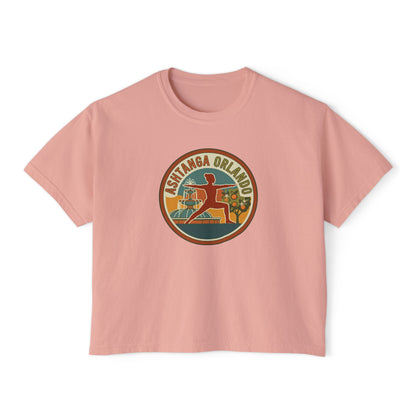 Boxy Tee — Retro 'Kinsta Orlando' Surf & Skate Badge