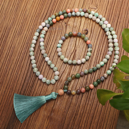 🌿 THE EARTH HEALER: Indian Agate 108 Mala