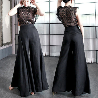 Linen with Hemp yarn wide-leg pants