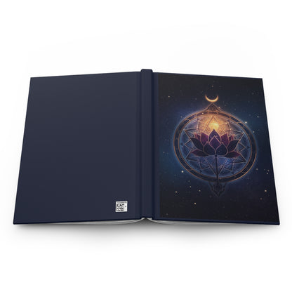 Lotus Mandala Hardcover Journal | Crescent Moon, Prosperity Notebook