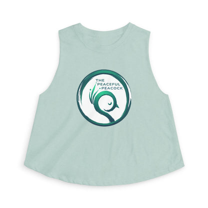 Peaceful Peacock Women's Crop Top — Zen Logo Tank for Yoga & Casual Wear